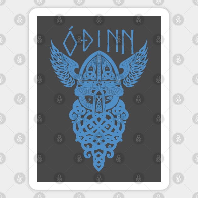 Odin Norse Pagan God Viking Mythology Allfather Blue Magnet by Blue Pagan